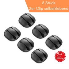 Kabelhalter Schreibtisch Kabelf&uuml;hrung Kabelklemme selbstklebend rund 6 St&uuml;ck