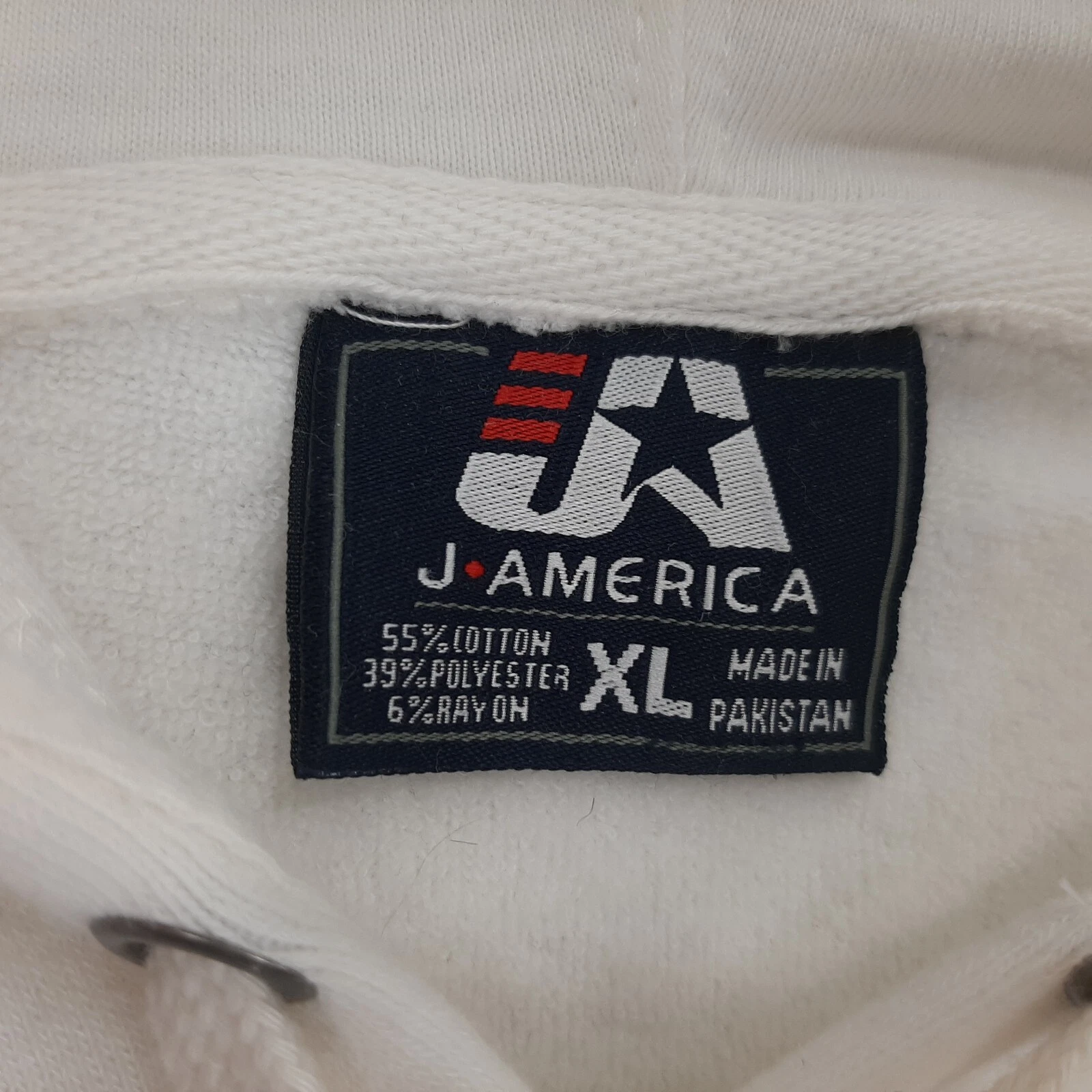 OFF WHITE Rara felpa con cappuccio JA J.America taglia XL Wolfgang Confezionatori bianco panna unisex