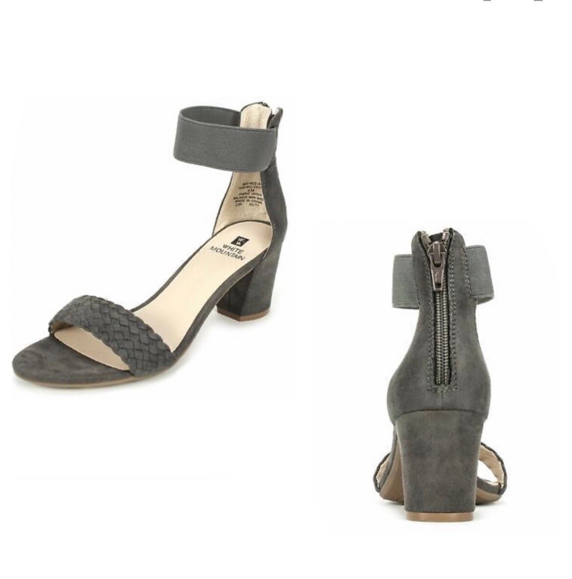 Women's White Mountain Grey Eryn Ankle Strap Sandal US Size 9M