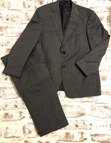 Daniel Cremieux x Loro Piana 42R 2 Piece Suit Charcoal Gray Pinstripe 2 Button