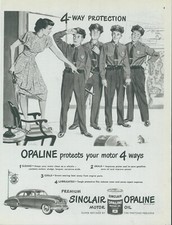 1949 Sinclair Opaline Motor Oil Police Officers Saving Woman From Mouse Ad C22