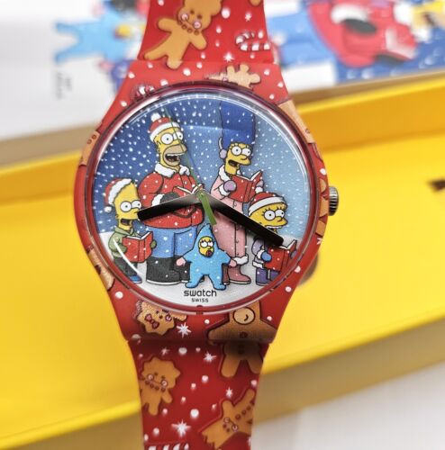 SWATCH SPECIAL The Simpsons X-Mas - SUOZ361 - Wundersame Winter Wonderland - Neu - Afbeelding 1 van 3