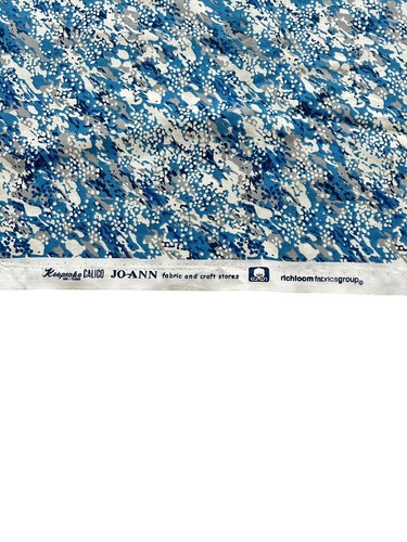 Blue Camo Fabric Abstract Cotton Gray White Keepsake Calico Remnant 29 x 44W - Picture 8 of 9