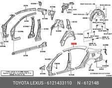 Genuine OE rail, roof side, outer no.2 left, 6121433110 for Toyota 61214-33110