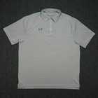 Under Armour Shirt Mens Extra Large Gray Heatgear Loose Striped Polo XL