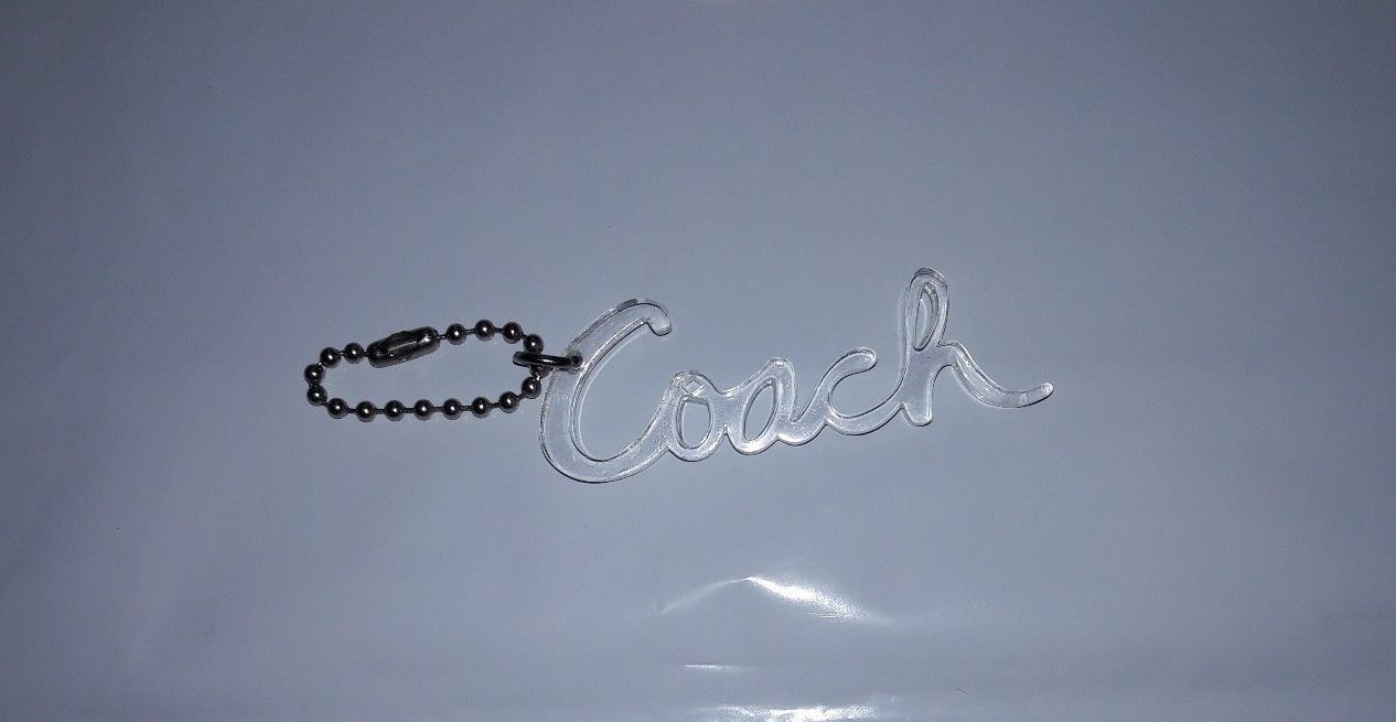 Authentic Coach Script Clear Plastic Charm Keycha… - image 1