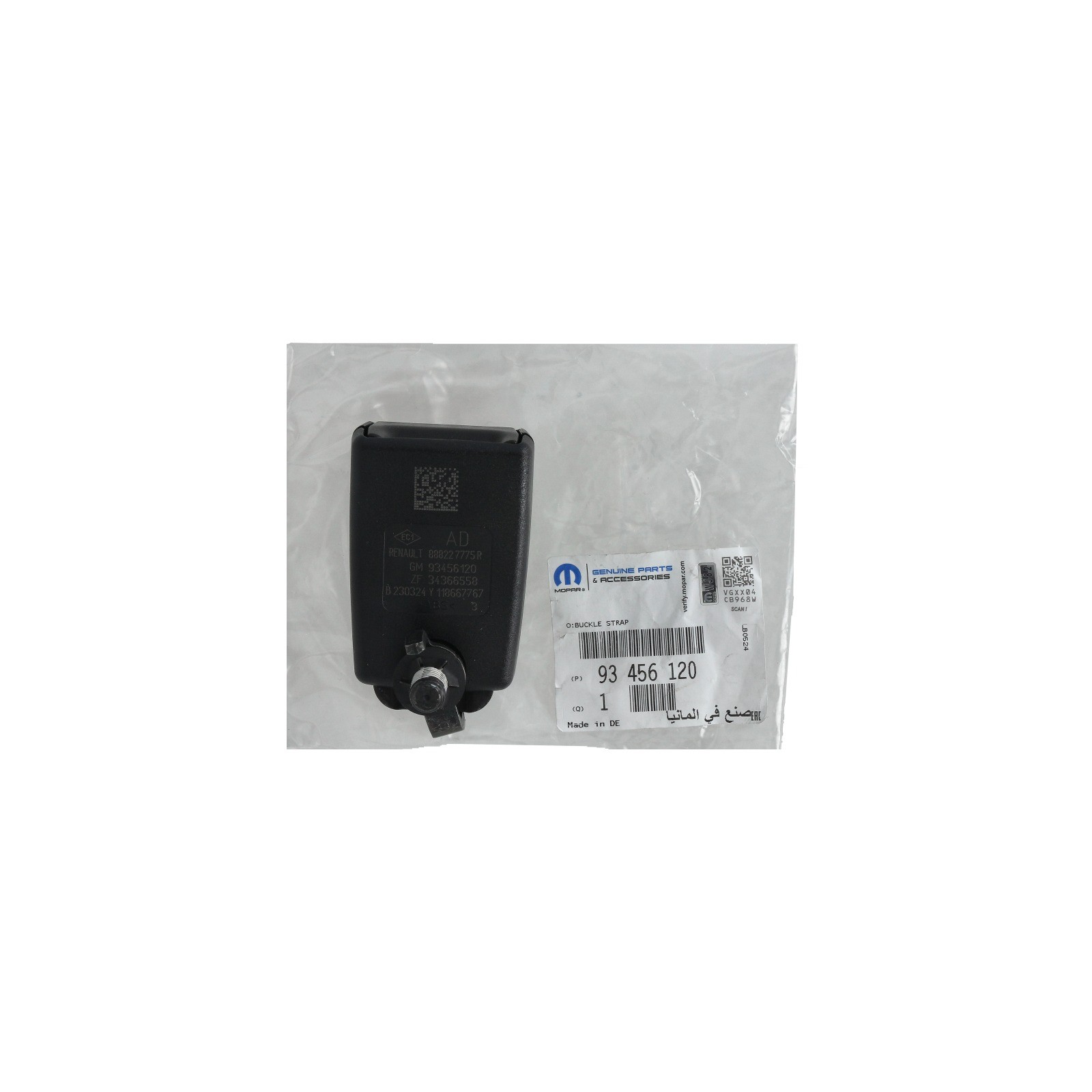 Ceinture de sécurité arrière Opel Vivaro B Renault Trafic III sangle noire 3 points 93456120