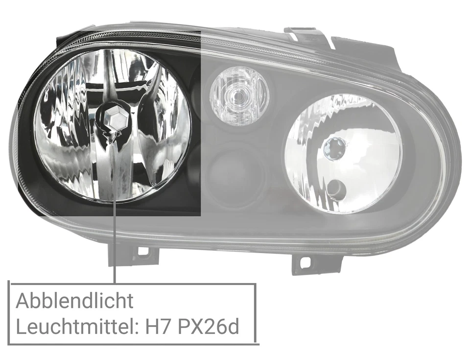 Scheinwerfer Set für VW Golf 4 1997-2003 IV Halogen H1 H7 Schwarz links + rechts - Bild 4 von 4