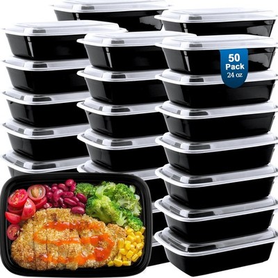 vivigu 50 Pack (100-Piece) Meal Prep Containers 24 oz, Leakproof Plastic Food...