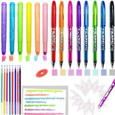 Bible Highlighters and Erasable Pens No Bleed ,23 pcs,6 x Highlighters, 8 x 0...