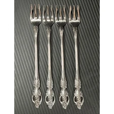 4 Oneida Pembrooke Renoir SSS Stainless Flatware 6” Seafood Forks