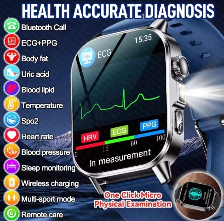 UK 2026 New Medical Grade Smart Watch Blood Pressure Oxygen Heart Rate Bluetooth