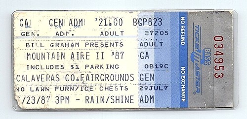 Grateful Dead Concert Ticket Stub Mountain Aire II 1987 Angel's Camp - Photo 1 sur 7