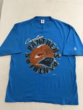 Vintage Carolina Panthers Shirt Men s XL Logo 7 3D Blue Single Stitch 90s