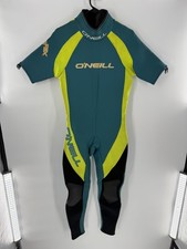 O'Neill Reflex Wetsuit Large Teal Yellow Long Leg Short Sleeve USA 9161 Surf