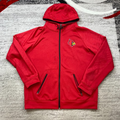 #ad #ad Louisville Cardinals Jacket XL Red Hooded Full Zip Hooded Basketball NCAA Mens $32.77