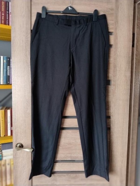 Men Boss Trousers Black Wool 38 / XL / 52