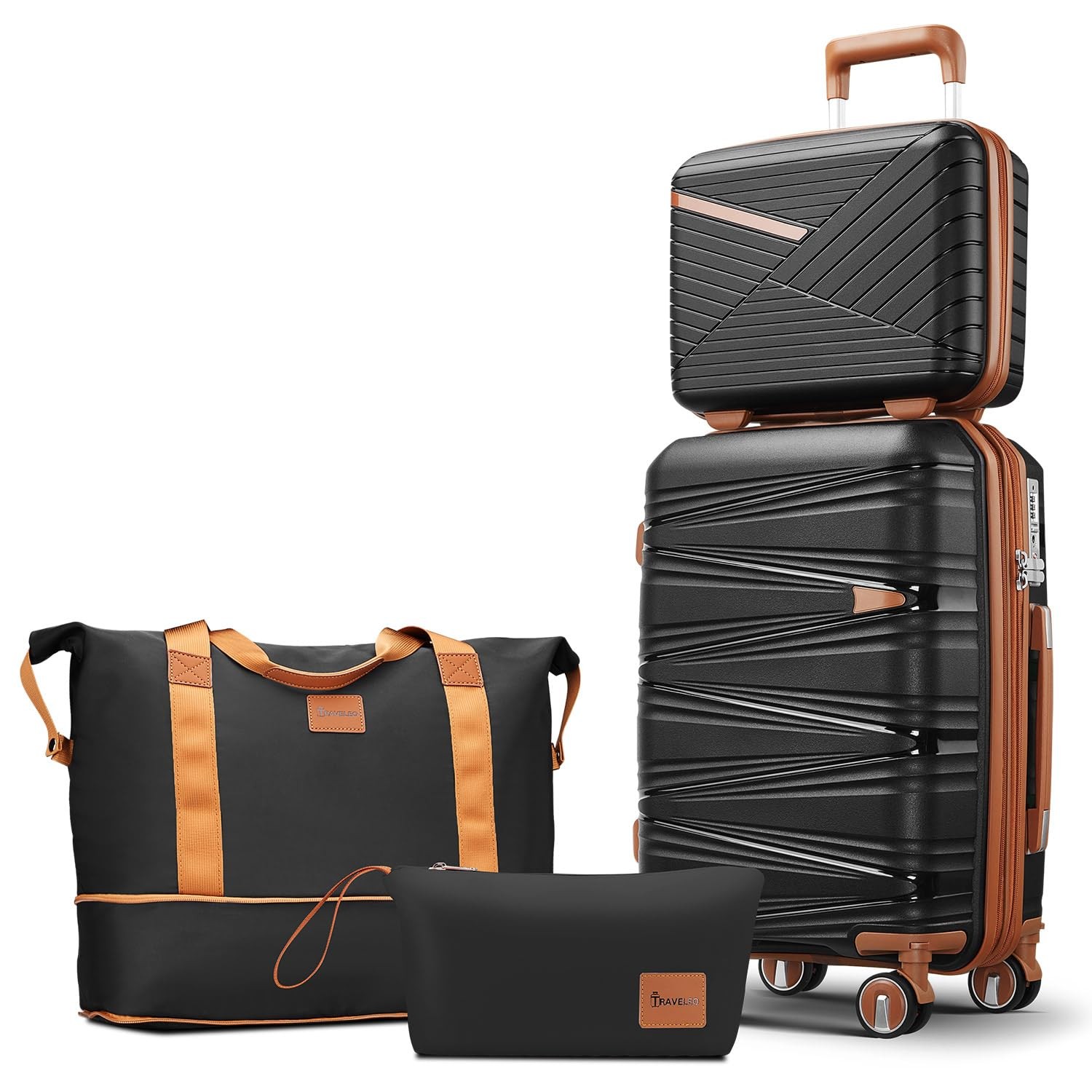 Set 20 Inch, Expandable Pp Hardshell Suitcase With D...