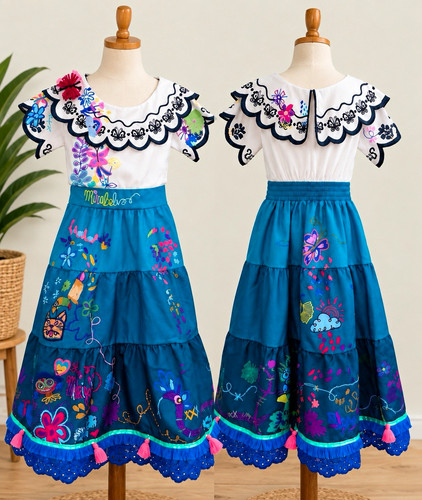 Disney Encanto Mirabel Costume Dress Girls 9/10 Authentic Disney