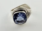 Vintage Sterling Silver Alexandrite Color Change Glass Blue Purple Ring Sz 6.25