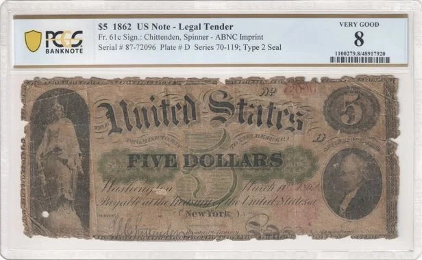 1862 $5 United States Large Size Notes for sale | eBay