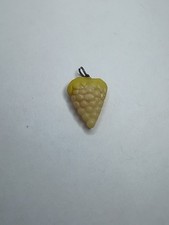 Vintage White Cracker Jack Bunch Grapes Celluloid Charm Backwards Marked Japan 