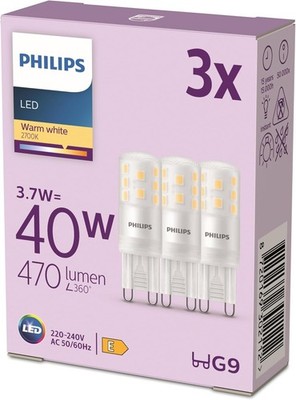 Philips LED G9 40W Äquivalent Warmweiß C9 Leuchtmittel 3er Pack Silikon Neue Generation