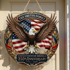 Personalized Family Name Wooden Sign America Custom Home Decor