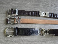 VTG Lot Of 3 Brighton Western Style Belts Brown Silver Gold M