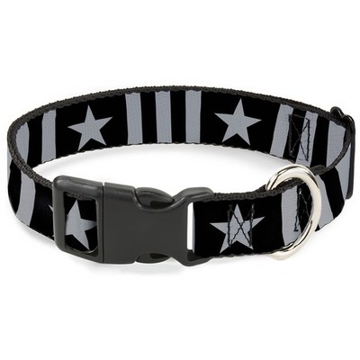 Plastic Clip Collar Star and Three Stripes Black/Gray Medium 11-16.5 (US IMPORT)