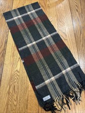 11.5x60  Acrylic Plaid Scarf W/Fringe Made in Germany Blue, Red, Green