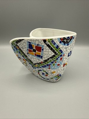 Antoni Gaudi Style Ceramic Vase Planter Qualart Barcelona Spain Mosaic Art