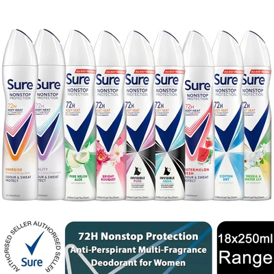 Sure Women Anti-perspirant 72H Nonstop Protection Deodorant, 250ml 18 Pk