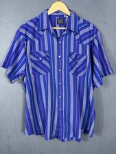 Rock Creek Ranch Pearl Snap Western Shirt, Double Pocket Blue Stripe Men s XL