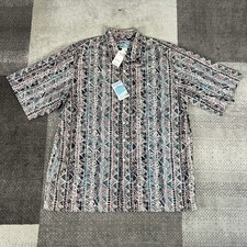 Tapa tribal polinesia vintage Reyn Spooner para hombre XL hecha en Hawai a rayas