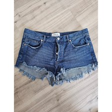 We The Free People Denim Cut Off Shorts five Button Fly Frayed Hem Size 30