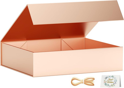 Gift Boxes with Lids, 11.5X7.8X3 in Rose Gold Gift Box for Presents Magnetic Clo
