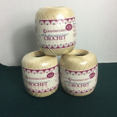 NEW CARON GRANDMA S BEST CROCHET THREAD 100% MERCERIZED COTTON   #160 ECRU   X 3