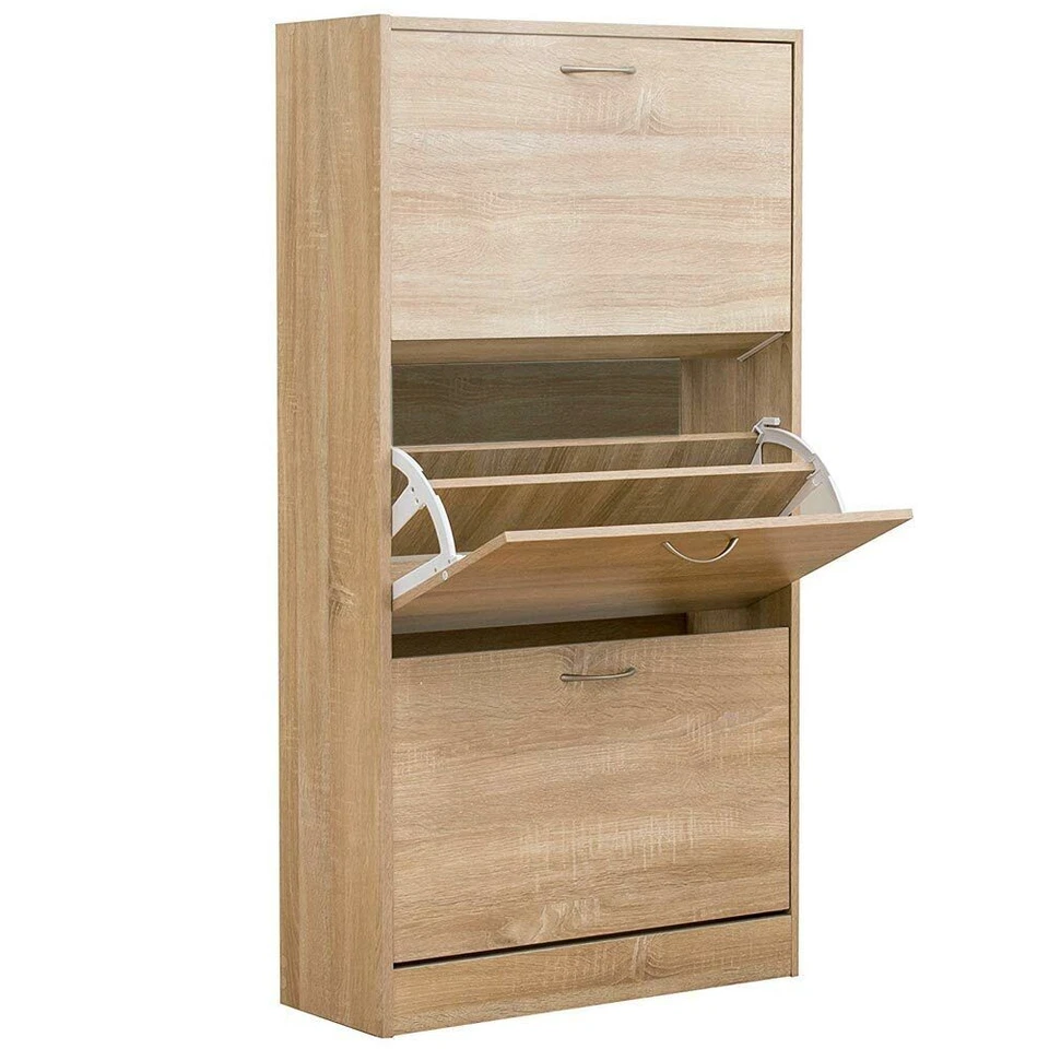 Scarpiera Salvaspazio 3 Ante Ripiani Legno Doppia Profondità 60 x 24 x 120 cm - Immagine 2 di 4