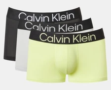Calvin Klein Mens Microfibre Low Rise Trunks 3Pack Black/Lime Sherbet/High R (L)