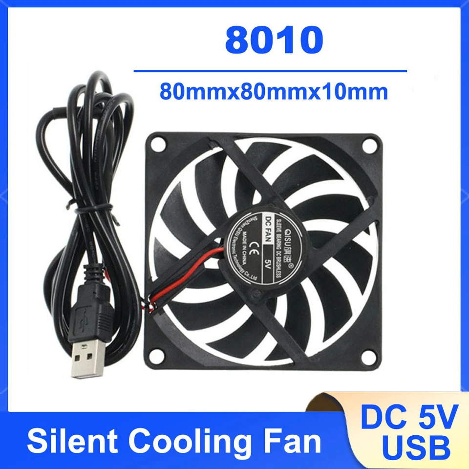 80mm DC 5V USB Cooler Black Silent Cooling Fan For Desktop PC Computer Case