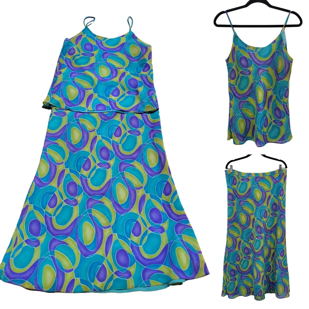 Vintage 80s 2pc Skirt Set L Geometric Psychedelic Maxi Tank Vintage 80s 2pc Skirt Set L Geometric Psychedelic Maxi Tank