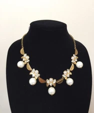 Lele Sadoughi Necklase Pearl Gold Tone New