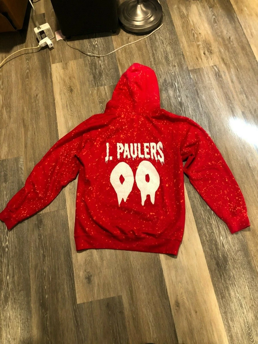 JAKE PAUL Red Bleached Out Halloween Hoodie Sweatshirt Size S Mens