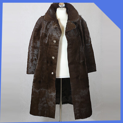  Damen Damen Winter Jacke Mantel Braun Natur Echtleder Fell Ziege 40 L