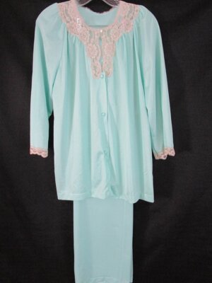 Vintage NWT Kayser Mint Green Nylon Lace Pajamas Sz 36