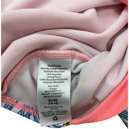 Wonder Nation One Piece Rash Guard Swimwear Girls Size XL Pink Floral Front Zip - Picture 4 of 8