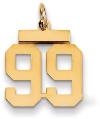 14K Yellow Gold Small Polished Number 99 Charm LS99