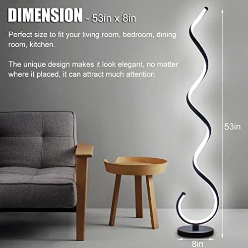 Finesse Decor Modern Spiral LED 61  Floor Lamp Dimmable Led Strip