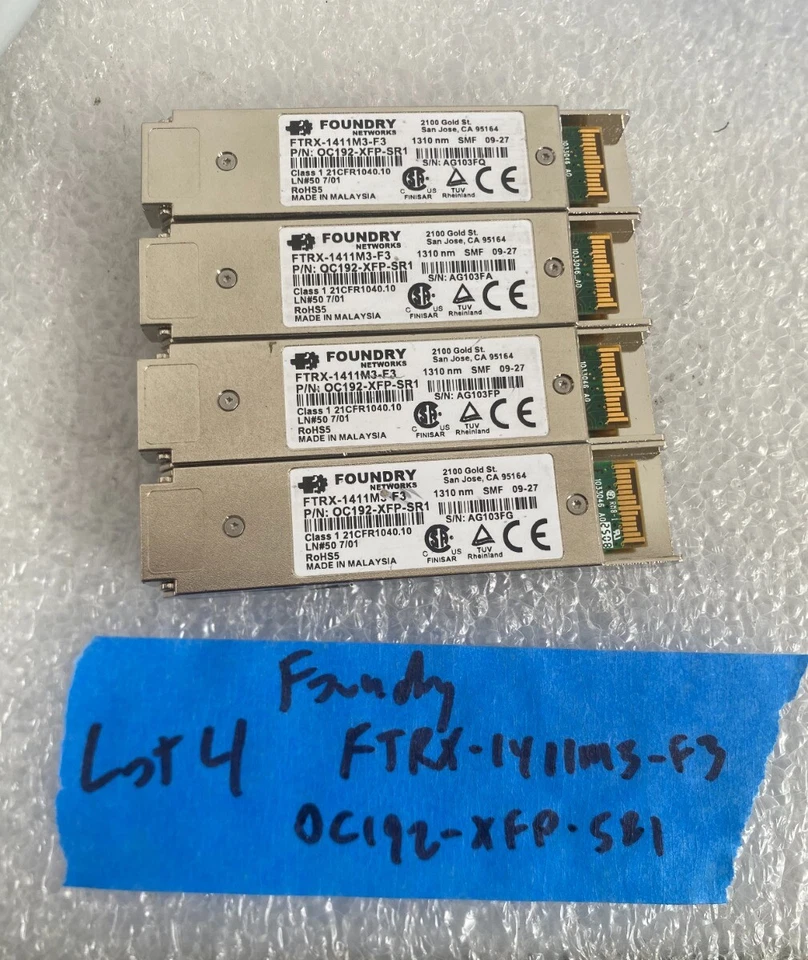 Lot (4) Foundry FTRX-1411M3-F3 OC192-XFP-SR1 Optics FTRX-1411M3 - Image 3 of 3
